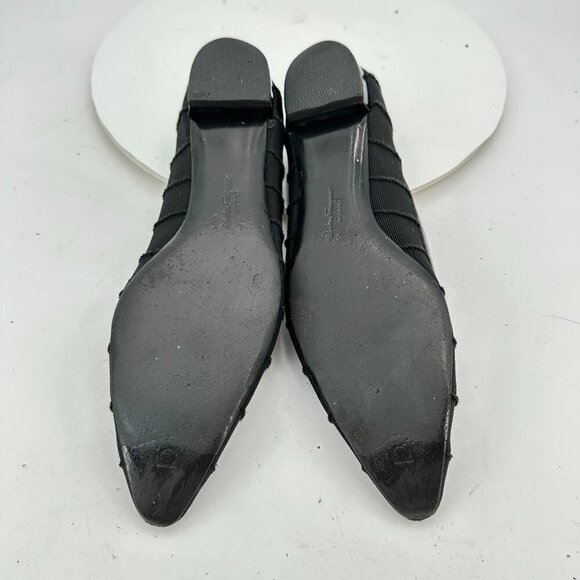 Salvatore Ferragamo Women Size 8D Black Leather Pointed Toe Slip On Flat Shoes - Picture 8 of 11